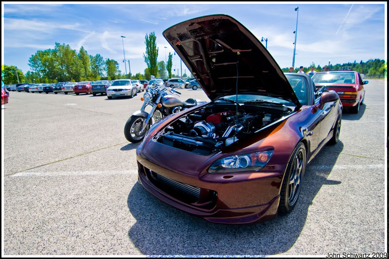 Custom Honda S2000 for the discord competition finished in matt purple,  black and white with a custom livery, and colour matching the engine and  suspension to make this a real show build